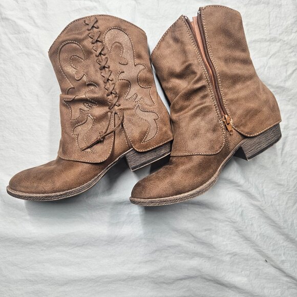 Very G Women's Size 7 Brown Zip Up Ankle Boots The Buckle - Picture 1 of 7